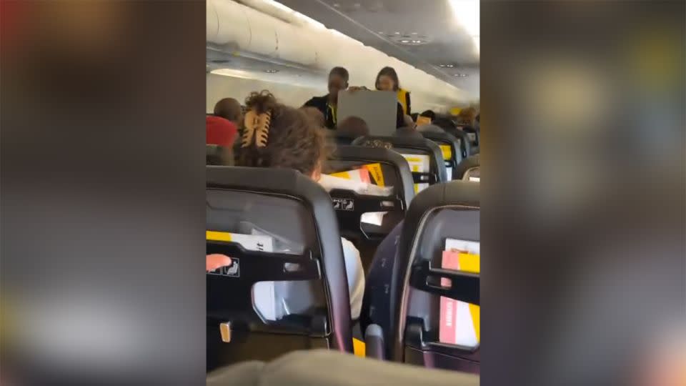 Video taken by passenger Bettina Rogers shows the cabin of a Spirit Airlines plane after it returned to Montego Bay, Jamaica, on Sunday. - Bettina Rogers