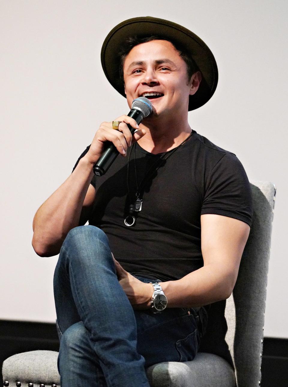 Arturo Castro takes the mic at the <em>Entertainment Weekly</em> and Comedy Central screening of <em>Alternatino with Arturo Castro</em> at the Crosby Street Hotel in N.Y.C. on Monday.