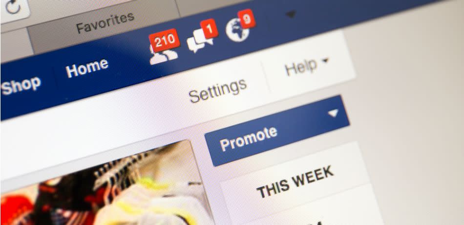Facebook business page closeup with notifications of new customers like, new messages, in Bangkok, Thailand, on May 6, 2016.