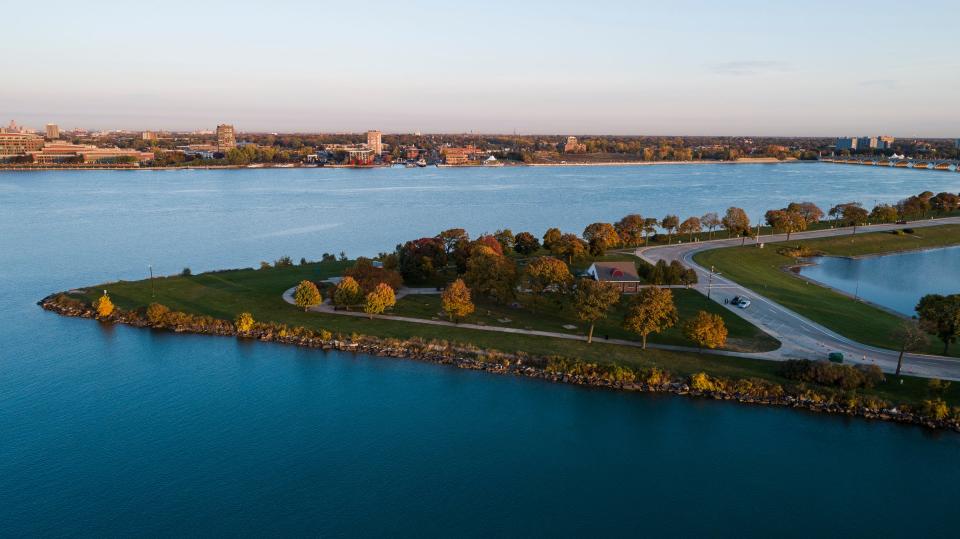 Aerial of Belle Isle in Detroit on Tuesday, Oct. 24, 2023.