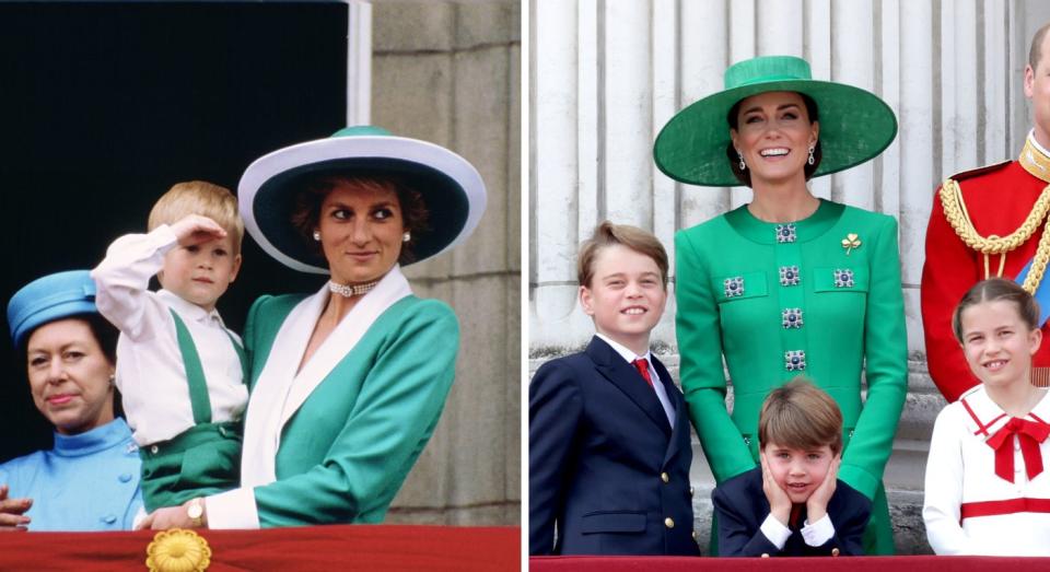 Kate's recent outfit for Trooping the Colour was similar to one Diana wore to the event in 1988. (Getty Images)