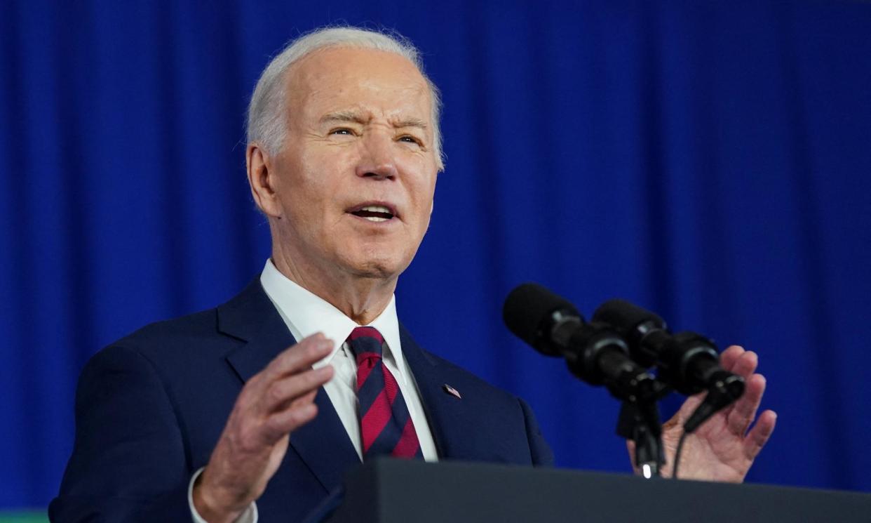 <span>Joe Biden in Milwaukee on Wednesday.</span><span>Photograph: Kevin Lamarque/Reuters</span>