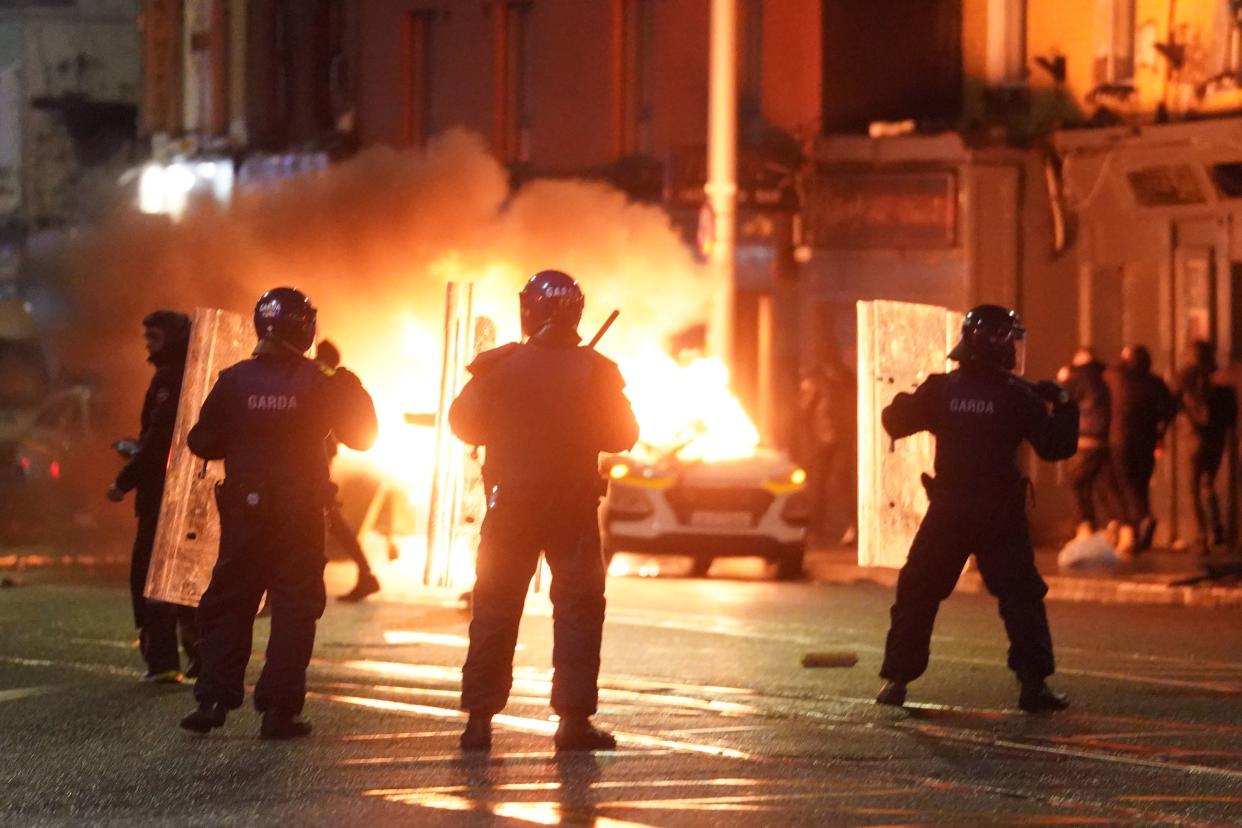 Gardai at the scene in Dublin city centre (Brian Lawless/PA) (PA Wire)