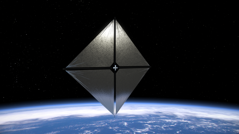 An artist’s depiction of the Solar Sail System spacecraft in orbit. - Illustration: NASA/Aero Animation/Ben Schweighart