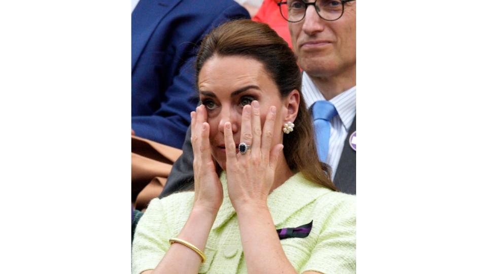 Kate Middleton wiping tears