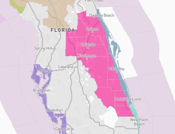 A red flag warning has been issued for the areas in pink until 7 p.m. March 3, 2023.