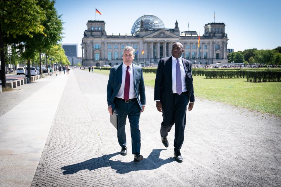 Sir Keir Starmer with shadow foreign secretary David Lammy at the Reichstag Building in Berlin (Stefan Rousseau/PA) (PA Wire)
