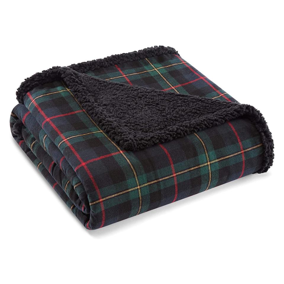 Eddie Bauer Home Plush Sherpa Fleece Throw Soft &amp; Cozy Reversible Blanket