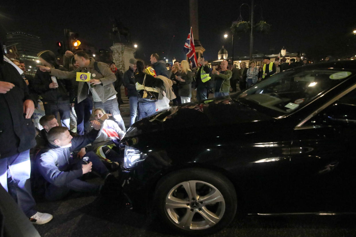 <em>Protestors brought traffic to a standstill on Trafalgar Square (Picture: Yui Mok/PA Wire)</em>