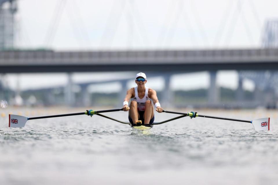 Victoria Thornley competes during the women’s single sculls heats.