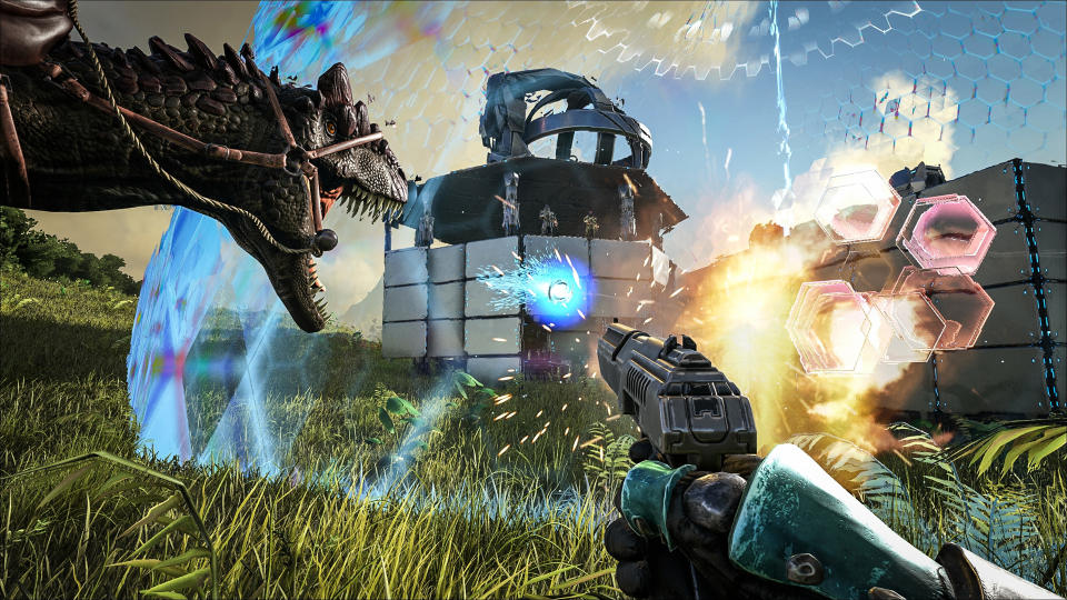 Ark: Survival Evolved - wielding a pistol