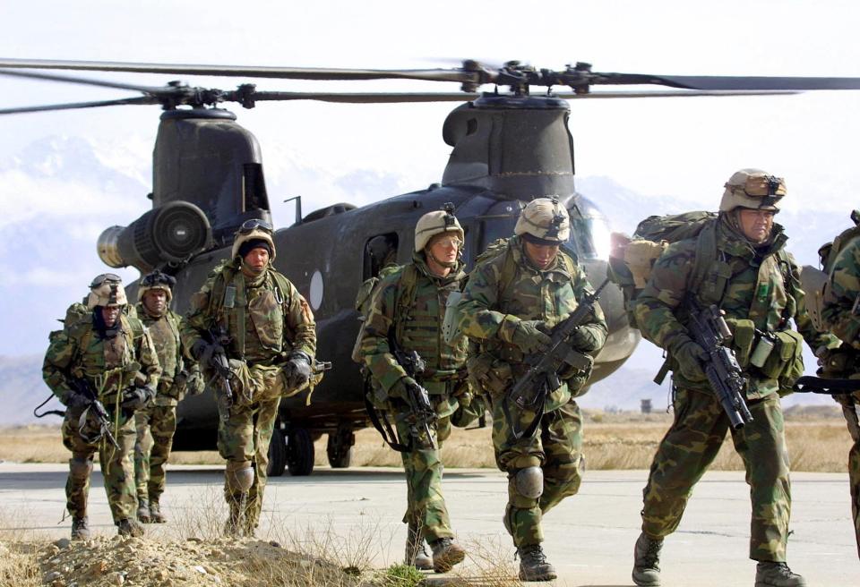 U.S. troops returning to their Bagram base in Afghanistan in 2002.