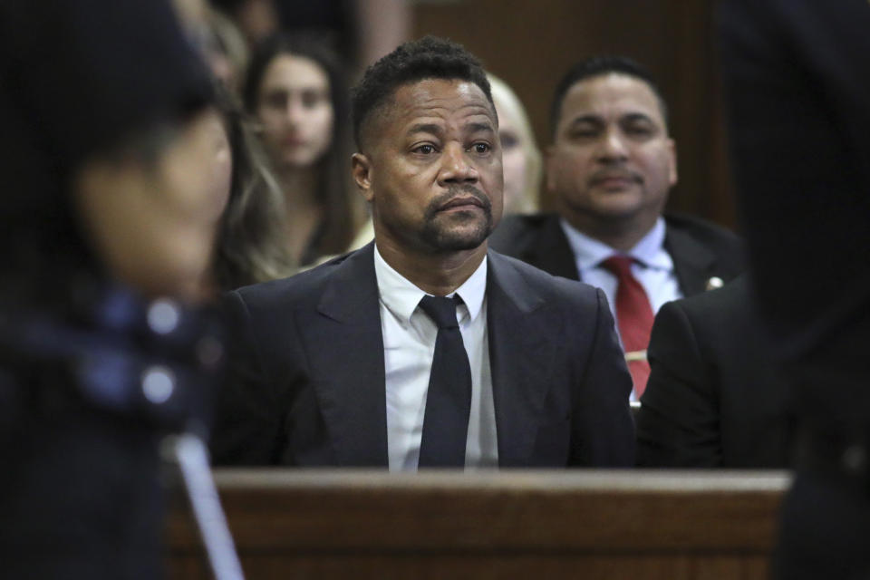Cuba Gooding Jr. appears in court in New York on Thursday, Oct. 31, 2019. Gooding Jr. pleaded not guilty to an indictment that includes allegations from a new accuser in his New York City sexual misconduct case. Prosecutors at Thursday's arraignment said they've also heard from several more women who could testify that the 51-year-old actor has had a habit of groping women over the years. His criminal case now includes allegations from three women. (Alec Tabak/New York Daily News via AP, Pool)