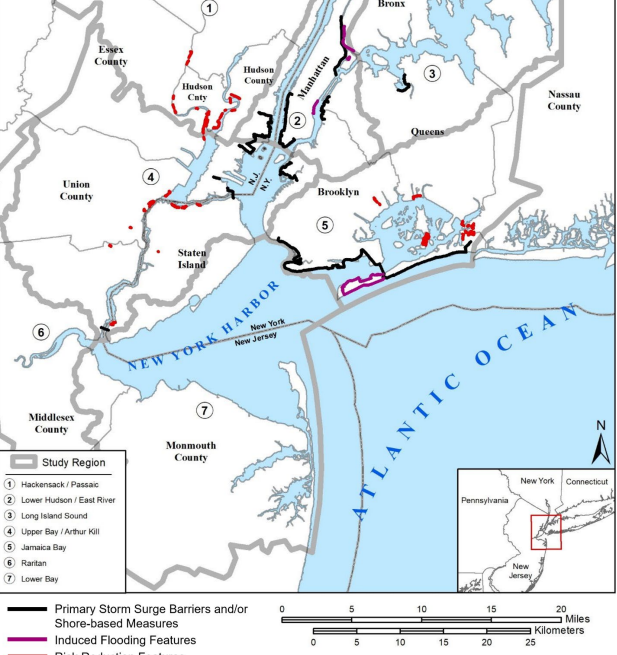 A floodgate longer than five football fields would span the Hackensack River to prevent a tidal surge from inundating Meadowlands communities under a $52 billion Army Corps of Engineers plan to protect the New York harbor area from storm surge.