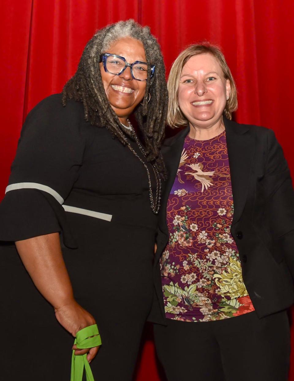 Members of the Mediation Center of the Coastal Empire pose at the end of the center's 2024 Youth Awards ceremony on April 17, 2024 on the stage at Herschel V. Jenkins High School.