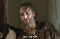 <p>Hands down, one of our favorite moments of the series, and easily one of the greatest TWD episode endings, came in the first episode after The Governor’s devastating attack on the prison. Carl doubted his battered dad, went on an independent journey, ate the mother of all containers of pudding, and finally acknowledged how much he still needed Rick, while Michonne had her own epiphany about how she didn’t want to be alone again. In the episode’s final moment, she tracks down Rick and Carl and knocks on the door of the house they’re hiding in. Rick takes one look out the peephole and laughs before telling Carl, “It’s for you.” A lovely, lovely moment that epitomizes the affection this trio has for each other, and the way Rick’s group has forged a family bond as strong as that of any one formed biologically.<br><br>(Credit: AMC) </p>
