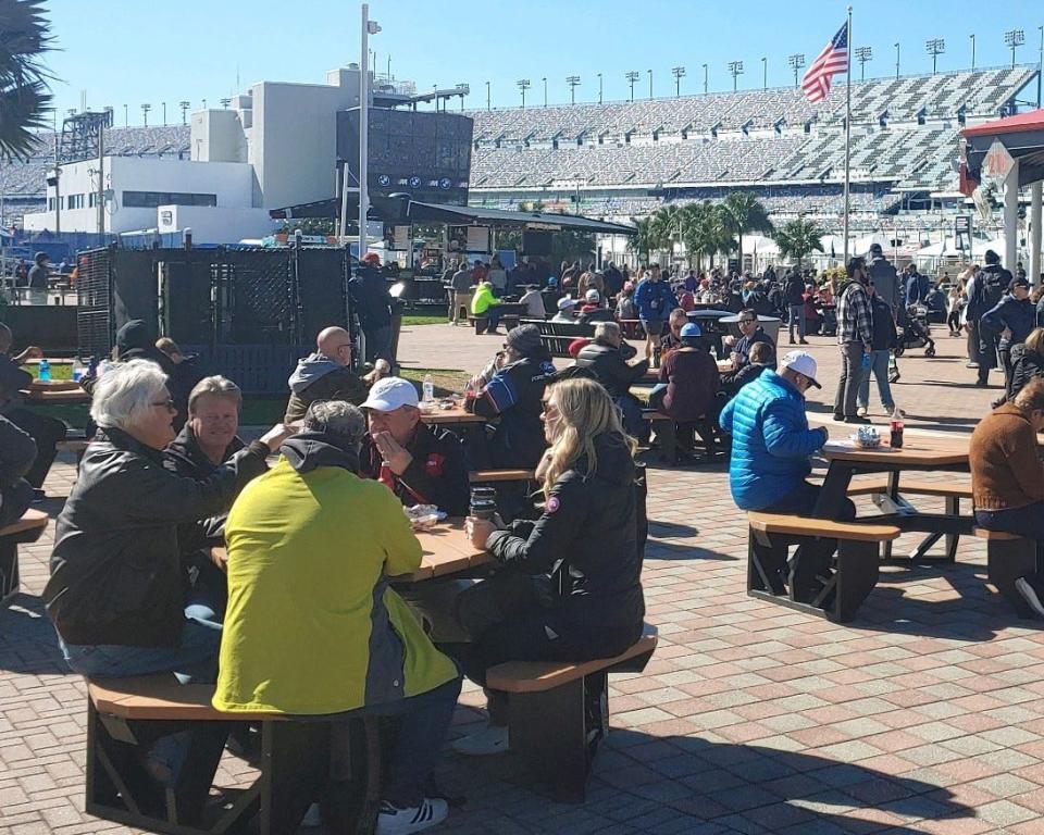 The Speedway's Fan Zone now features 50 new tables, made of composite material, replacing the old rubber-coated metal tables.