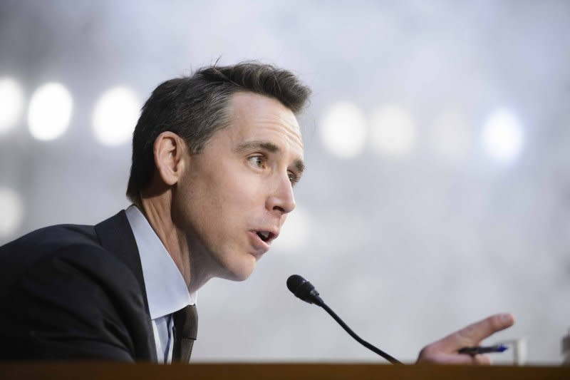 "I'm tired of waiting" for bills regulating social media, said Sen. Josh Hawley, R-Mo., ranking member of the Senate Judiciary Committee's Subcommittee on Privacy, Technology during a hearing in Washington on Tuesday. File Photo by Bonnie Cash/UPI