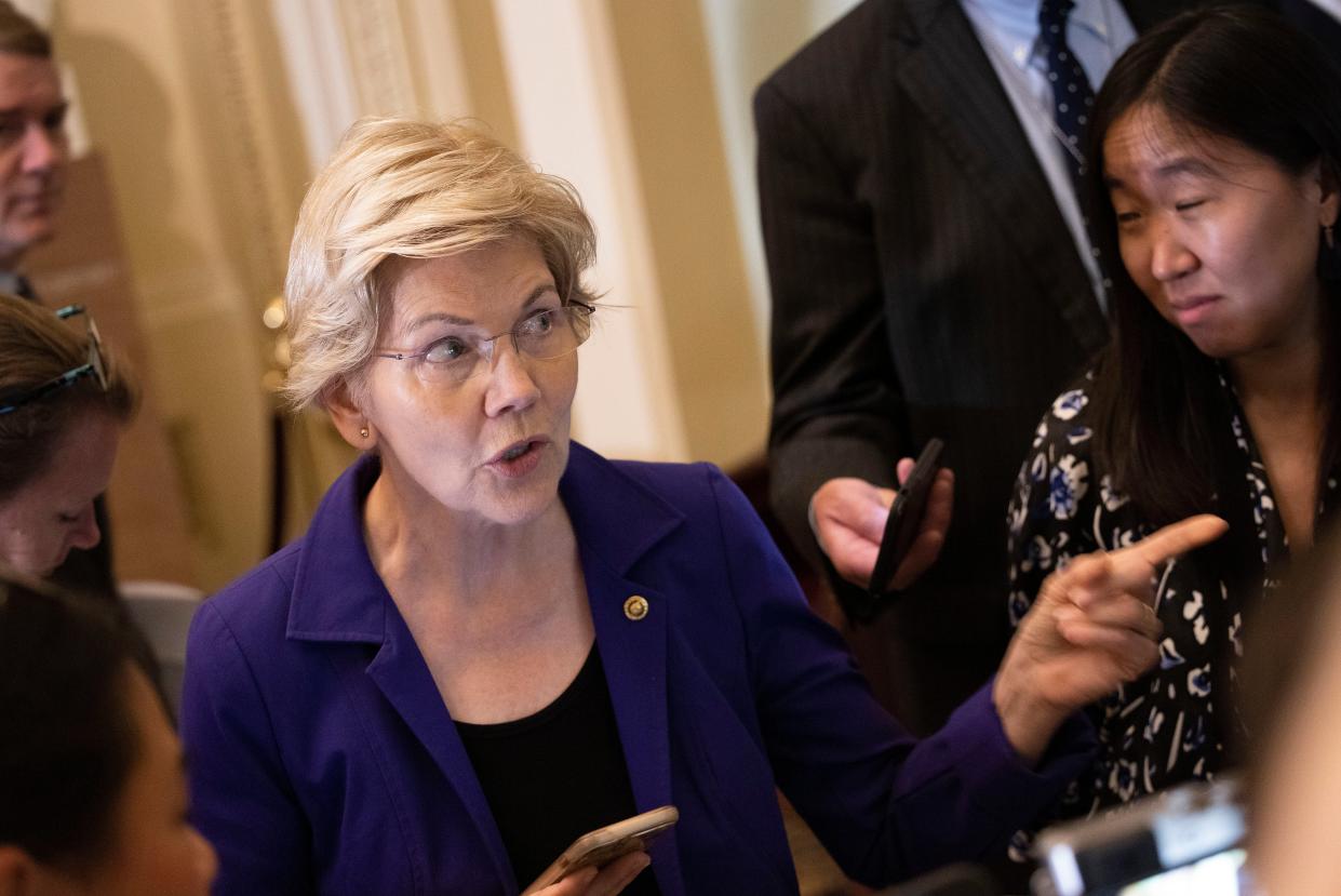 Elizabeth Warren and billionaire Ken Lagone squared off on CNBC Wednesday (Getty Images)