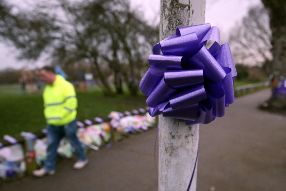 Purple bows and ribbons, which represent the colour of Jodie Chesney's girl scout's troop, have been used to pay tribute to the stabbed teen (PA)