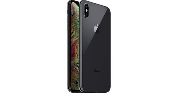 The new iPhone XS Max displayed in black.