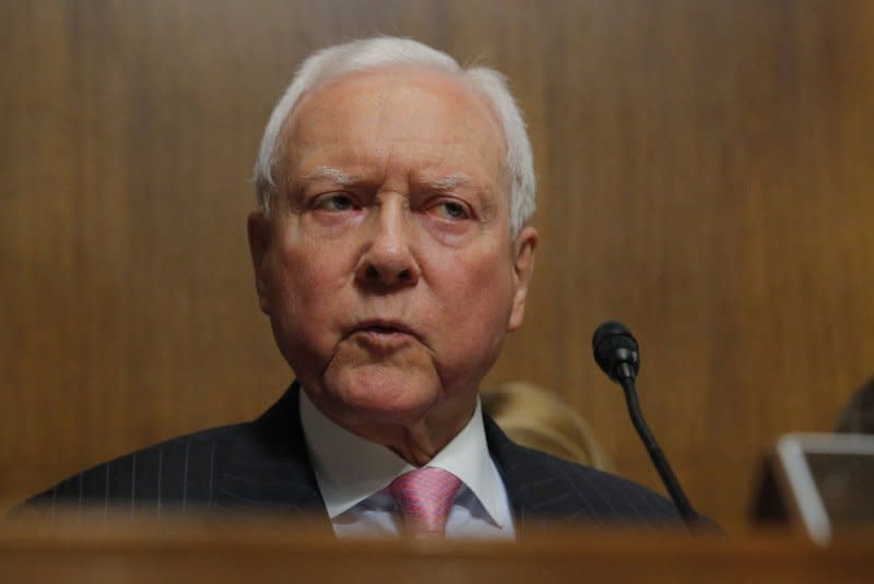 U.S. Senator Orrin Hatch, R-Utah listens to testimony before a Senate Judiciary Committee confirmation hearing on Capitol Hill in Washington, D.C., on September 27, 2018. On Tuesday, the late senator's son Brent Hatch filed his candidacy to fill his father's Senate seat. File photo by Jim Bourg/UPI