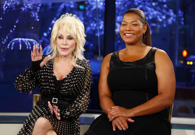 <p>Peter Kramer/NBC/</p> Dolly Parton and Queen Latifah