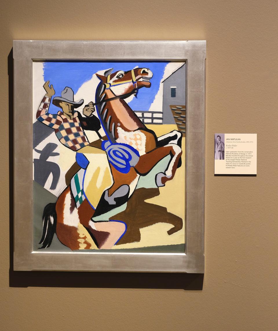 Jan Matulka's "Rodeo Rider," circa 1917-20," is featured in the exhibit "New Beginnings: An American Story of Romantics and Modernists in the West" Monday, September 27, 2021 at the National Cowboy and Western Heritage Museum.