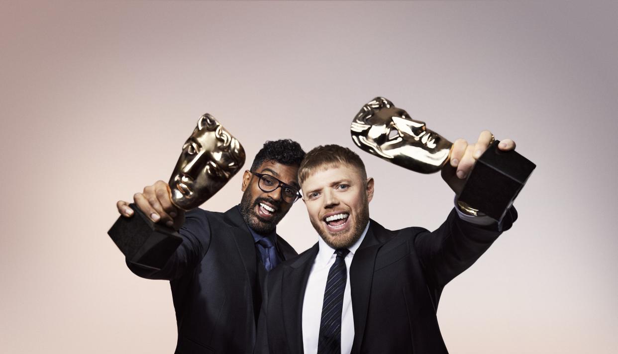 Romesh Ranganthan and Rob Beckett, joint hosts of the 2023 BAFTA Television Awards with P&O Cruises. (BAFTA/Rachell Smith)