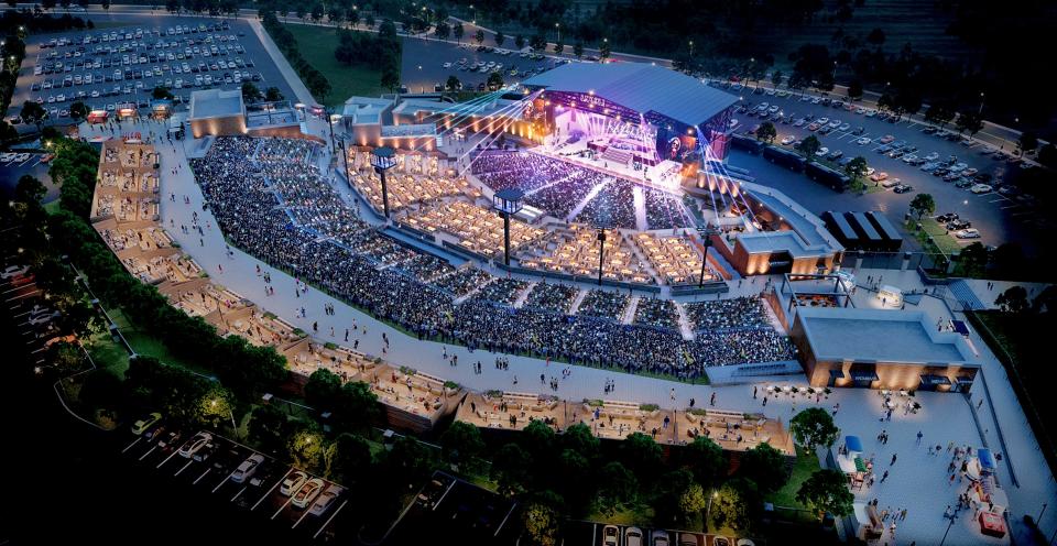 Colorado Springs-based Notes Live announced Tuesday it plans to build a 12,000-seat amphitheater in west Oklahoma City, as shown in this rendering. BCA Studios