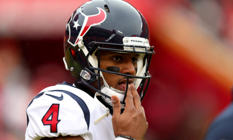 Houston Texans quarterback Deshaun Watson in the first half against Kansas City.