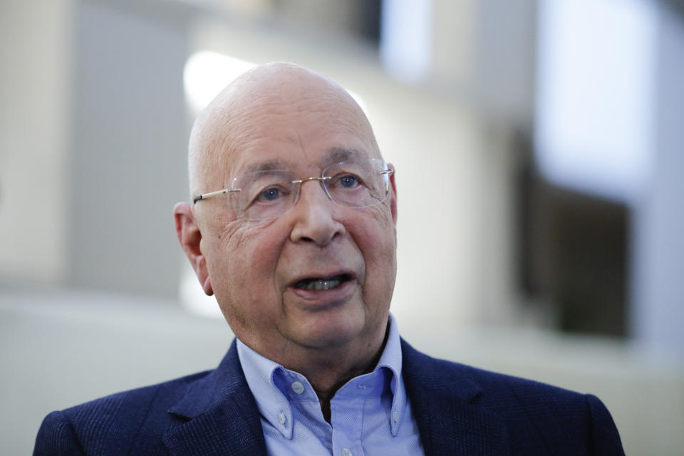 Klaus Schwab, founder and Executive Chairman of the World Economic Forum talks to the Associated Press during an interview in Davos, Switzerland, Sunday, Jan. 19, 2020. The 50th annual meeting of the forum will take place in Davos from Jan. 20 until Jan. 24, 2020. (Photo/Markus Schreiber)