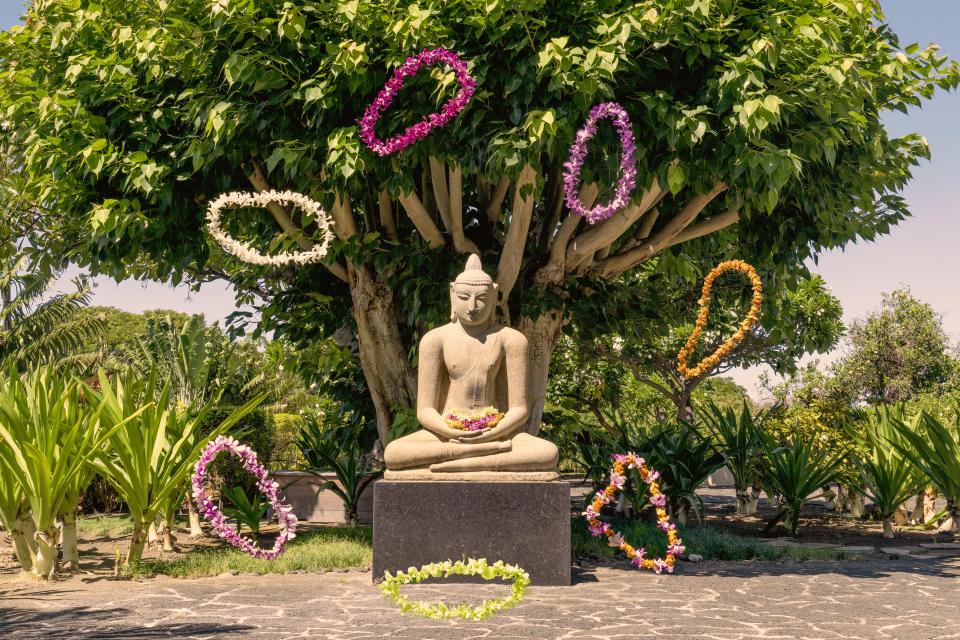 “Buddha With Leis, Mauna Kea”