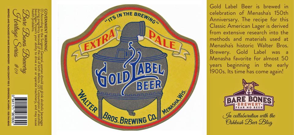 Bare Bones Brewery will produce 15 barrels of Gold Label Beer for sale on draft and in cans.