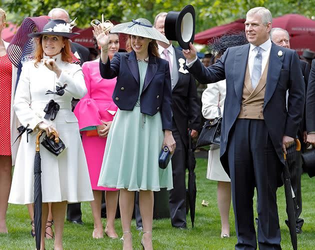 Sarah Ferguson and Prince Andrew with their daughter Princess Beatrice at Ascot this year. Source: Getty