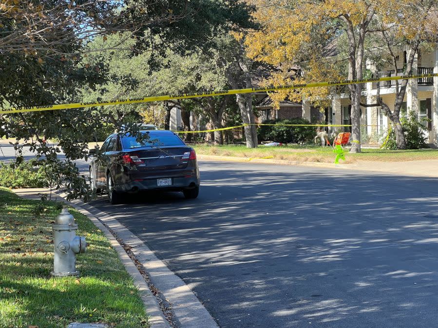 Austin Police investigating the scene on Dec. 6, 2023, the day after a shooting on Austral Loop in southwest Austin. (KXAN Photo Todd Bailey)