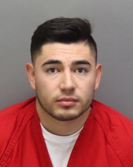 Riverside, California-October 2023-Jorge Alberto Oceguera Rocha, age 25, booking mugshot. Oceguera, a four-year deputy with the Riverside County Sheriffs Department, is accused of working for a Mexican drug cartel. He is being held on $5 million bail. He was found with 104 pounds of fentanyl. (Riverside County Sheriffs Department)