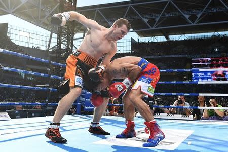 Boxing - Manny Pacquiao v Jeff Horn - WBO World Welterweight Title - Brisbane, Australia - July 2, 2017. Manny Pacquiao of the Philippines and Jeff Horn of Australia fight. AAP/Dave Hunt/via REUTERS