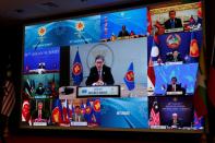 A view shows virtual 38th ASEAN Summit, in Bandar Seri Begawan