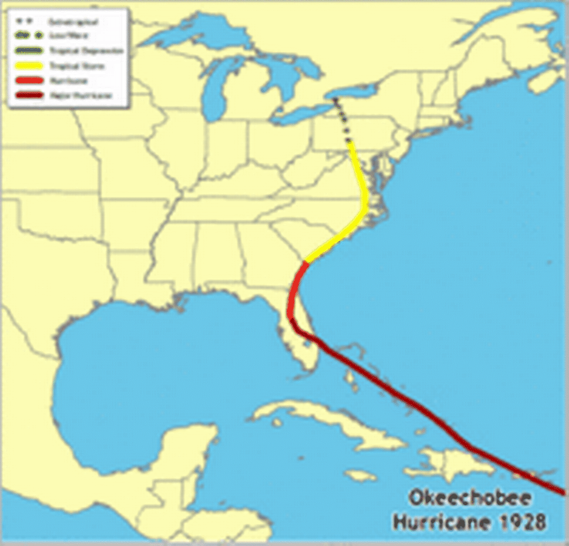 The 1928 Okeechobee hurricane hit Puerto Rico and Palm Beach County, Florida in Sept. 1928. This hurricane is considered the deadliest in number of lives lost in Florida, according to NOAA.