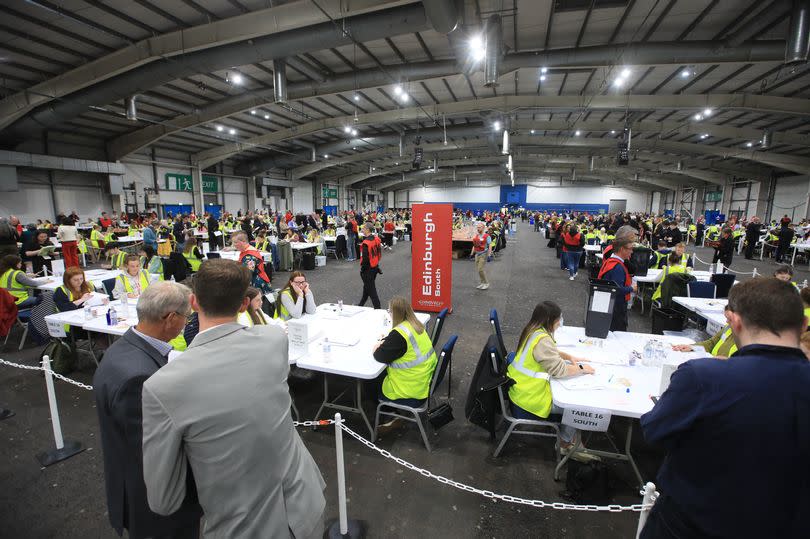 Scenes at the general election count in Edinburgh, July 4