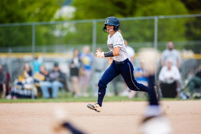 Duchesne’s Kaydence Crum (10) runs during the 2A girls softball finals at Spanish Fork Sports Park in Spanish Fork on May 13, 2023. | Ryan Sun, Deseret News