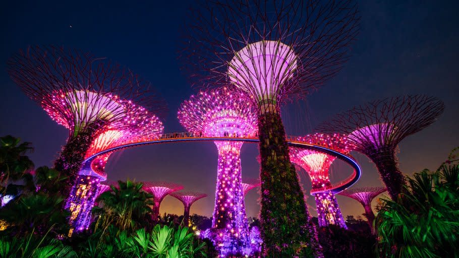 A light and sound show, “Garden Rhapsody”, will be shown nightly at the Supertree Grove during the Mid-Autumn Festival. (Photo: Gardens by the Bay)