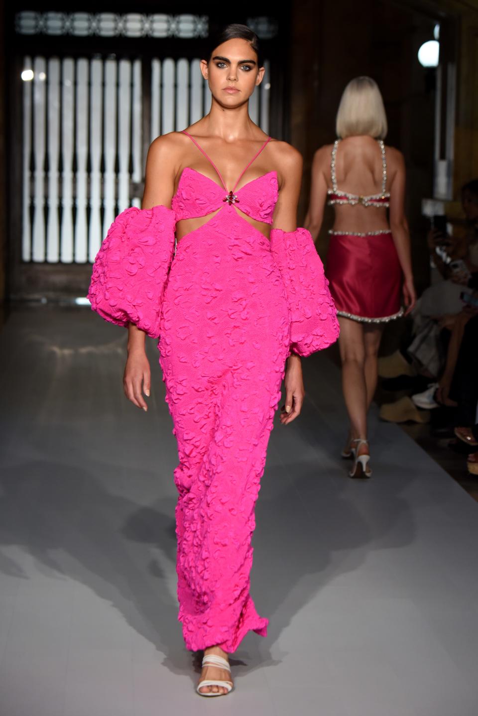 A model walks the runway for the PatBo fashion show during New York Fashion Week on Sept. 10, 2022, in New York City.