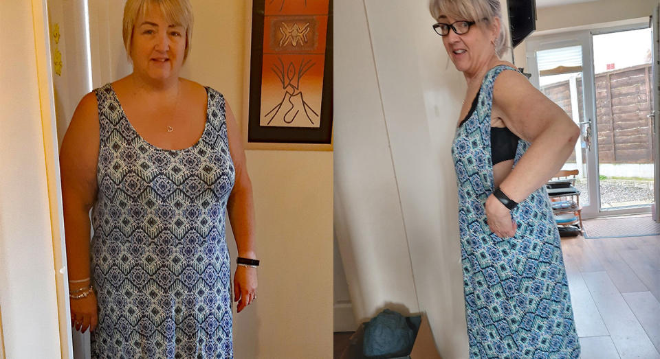Mum Tracey Hewitt before and after weight loss. (Caters)