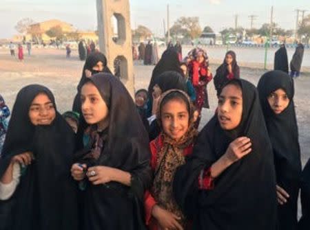 Afghan refugee girls gather at the Bardsir settlement for Afghan refugees in Kerman province, Iran, October 22, 2016. Picture taken October 22, 2016. REUTERS/Gabriela Baczynska