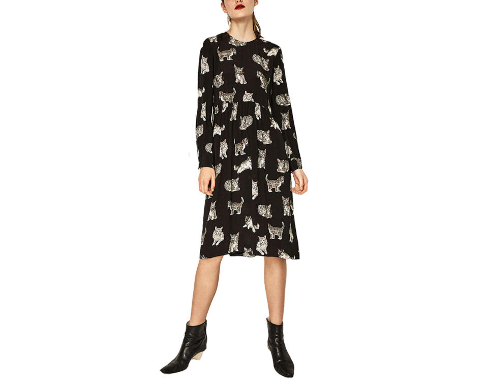 Zara Cat-Print Dress