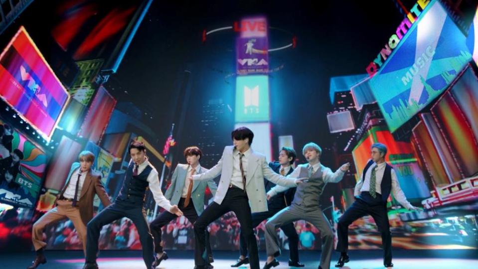 BTS performs during the 2020 MTV VMAs.