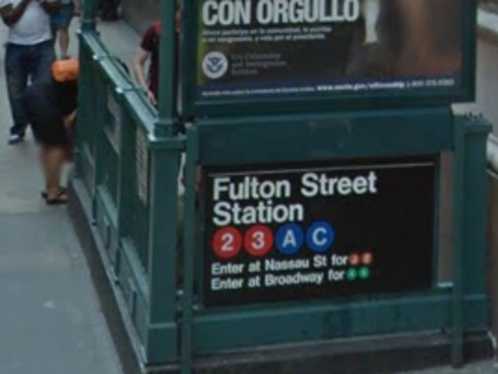 A man was pushed onto tracks at Fulton St Station in lower Manhattan  (Google Maps)