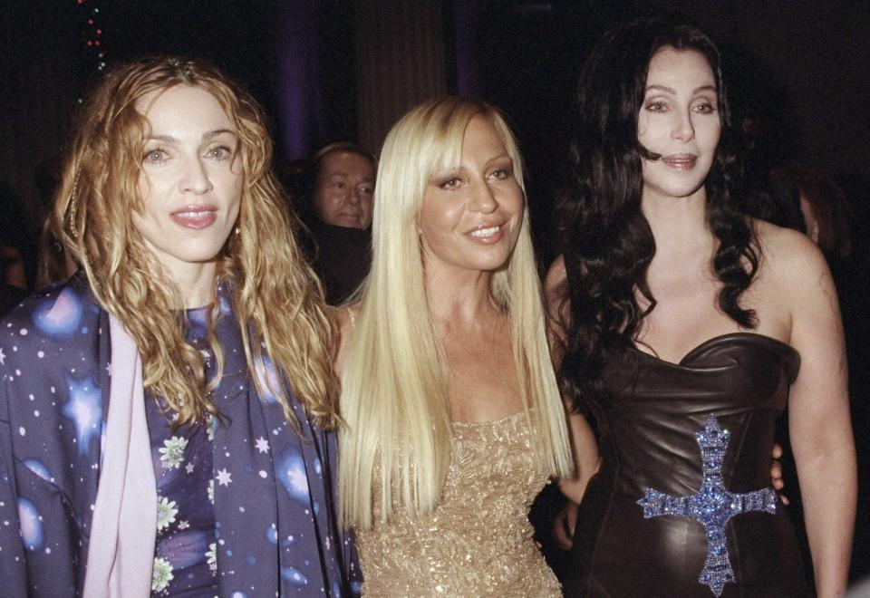 &nbsp;Madonna, Donatella Versace and Cher attending the 1998 Metropolitan Museum of Art Costume Institute gala. (Photo: Richard Corkery/NY Daily News Archive via Getty Images)